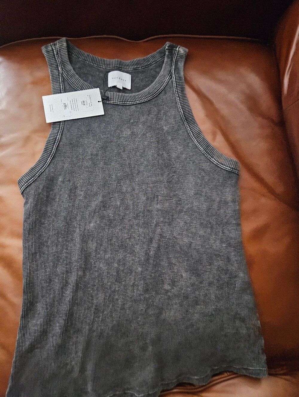 NEW SUNDAYS Turner tank top in black Acid Wash M Medium Nwt
